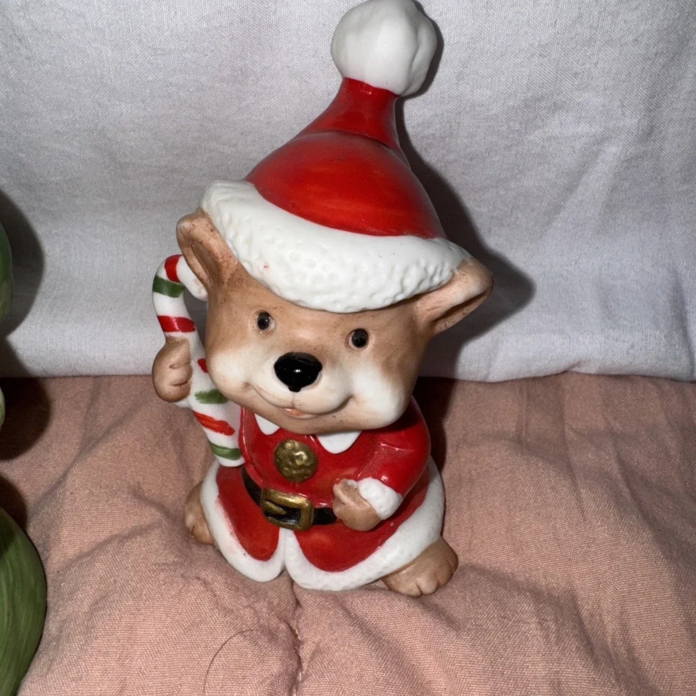 Vtg Homco Christmas Bear Family Figurines #5600 Vintage Set of 3